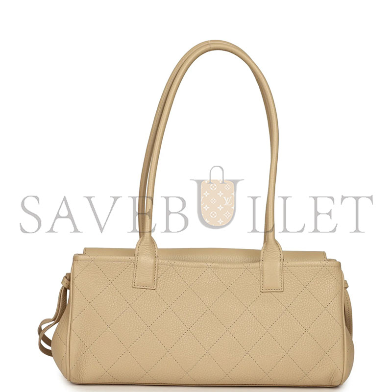 CHANEL MASTER SMALL URBAN ESSENTIAL EAST WEST SHOPPING TOTE LIGHT BEIGE CAVIAR GOLD HARDWARE (31*15*12cm) 